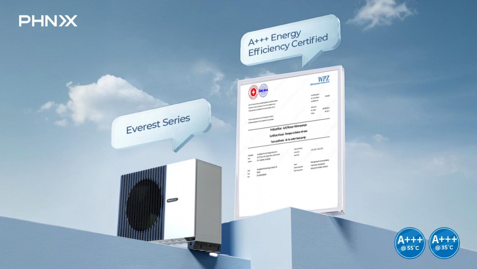 PHNIX Everest Series Becomes First Chinese Heat Pump to Achieve A+++ Energy Rating Certified by Swiss WPZ